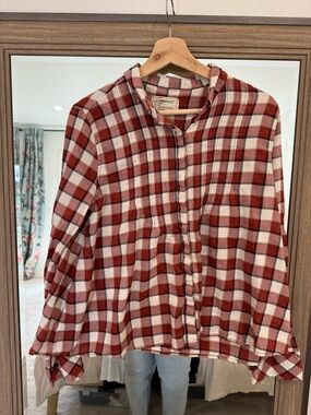 Current/Elliott Red and Cream Plaid Shirt
